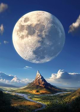 Epic Moonlit Mountain Landscape