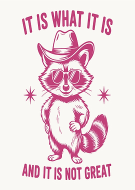 Raccoon in Cowboy Hat and Sunglasses