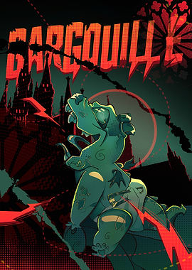 Gargoyle on a Gothic Cityscape