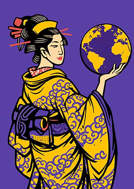 Geisha Holding the Earth