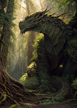 Mossy Dragon in a Forest