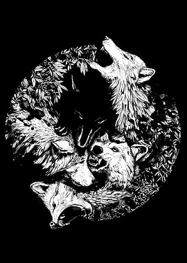 Circle of Wolves and Foliage