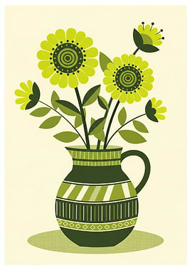 Retro Floral Arrangement in a Pitcher