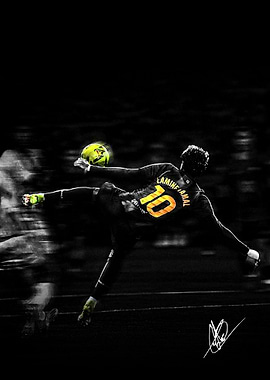 Footballer Lamine Yamal in action