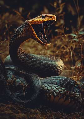 Aggressive Snake in Nature