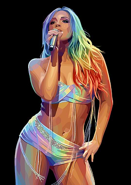 Tate McRae with Rainbow Hair and Outfit