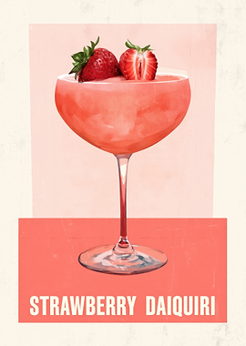 Strawberry Daiquiri Cocktail Poster