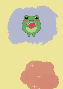 Cute Frog Holding a Heart