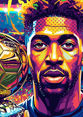 Footballer with Trophy Ballon d'Or