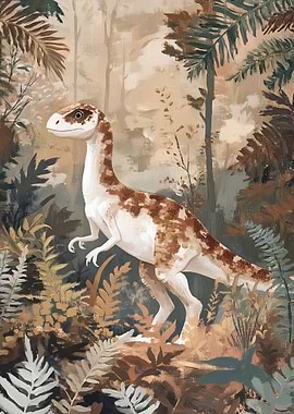 Dinosaur in a Lush Forest