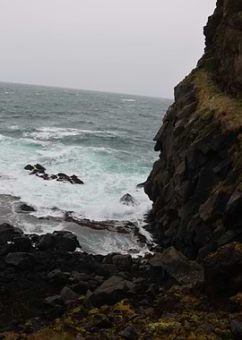 Rugged Coastline with Crashing Waves