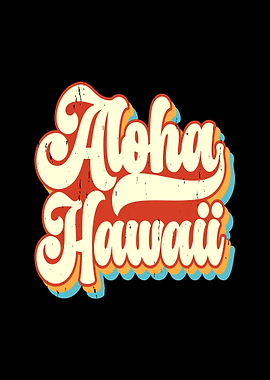 Aloha Hawaii Retro Text Art