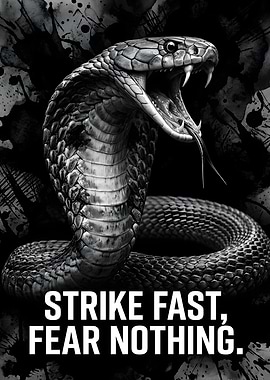 Aggressive Cobra with Motivational Text