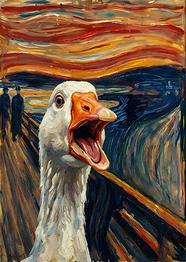 Goose Screaming in The Scream Painting