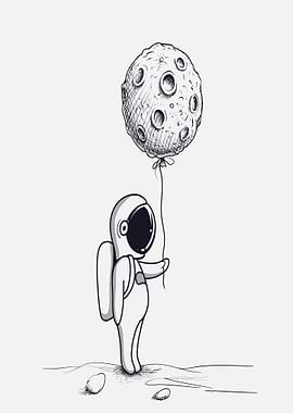 Astronaut holding a moon balloon