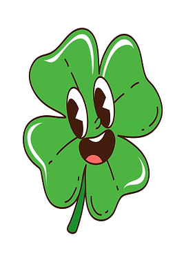 Happy Cartoon Four-Leaf Clover