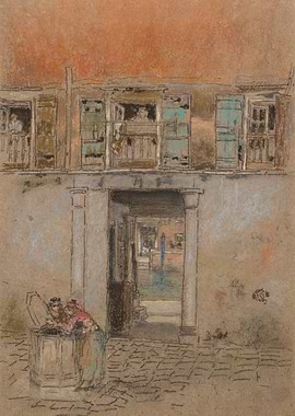 Venetian Courtyard Scene with Figures