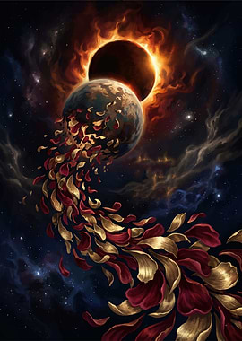Cosmic Eclipse with Petal Stream