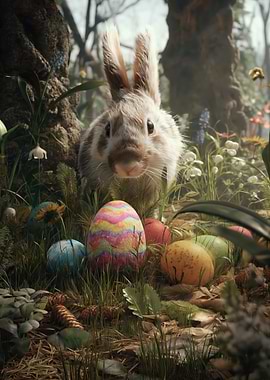 Easter Bunny in a Forest