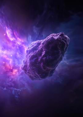 Purple Nebula and Asteroid