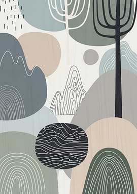Abstract Mid-Century Modern Landscape