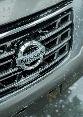 Nissan Car Grille with Soap Bubbles