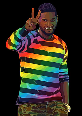 Usher in Rainbow Striped Shirt