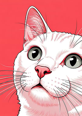 Close-up of a white cat's face