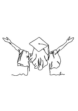 Graduation Celebration Line Art