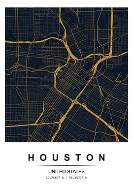 Houston City Map Poster