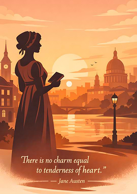 Jane Austen Silhouette by the River