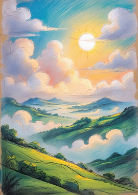 Sunrise Over Misty Hills