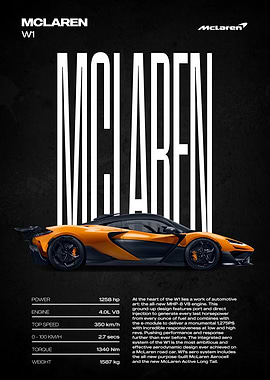 McLaren W1 Supercar Poster