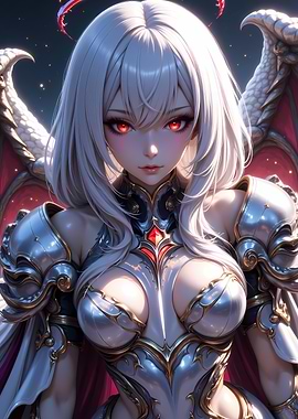 Anime Angel Warrior with Red Eyes