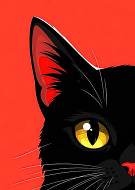 Close-up of a Black Cat's Face