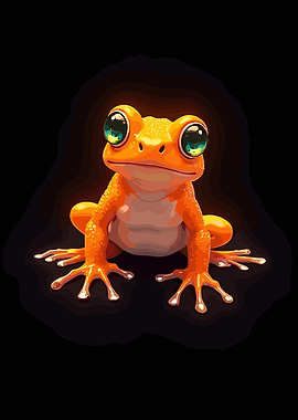 Cute Orange Frog with Big Eyes