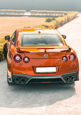 Orange Nissan GT-R Rear View