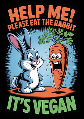 Funny Vegan Rabbit and Carrot