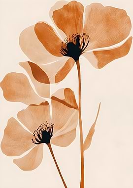 Orange Poppy Floral Art