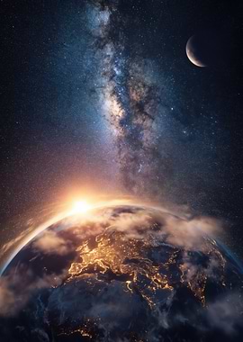 Earth and Milky Way Galaxy