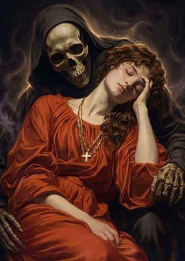 Death Embraces a Woman