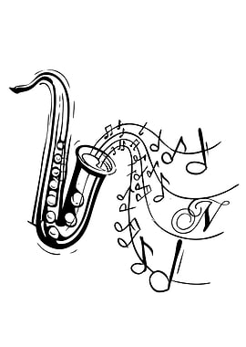 Saxophone with Musical Notes