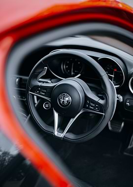 Alfa Romeo Steering Wheel Close-up