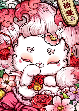 Cute Fox Spirit with Flowers