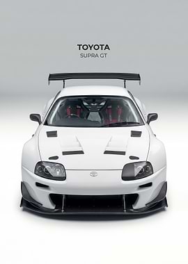 White Toyota Supra GT Race Car poster