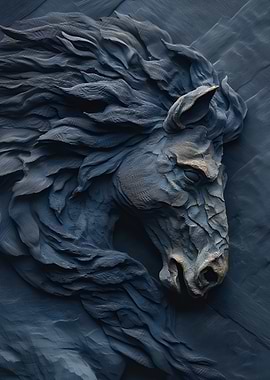 Sculptural Horse Head with Flowing Mane