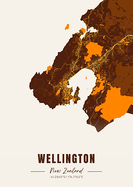 Wellington New Zealand Map Art