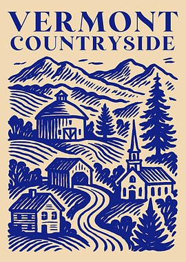 Vermont Countryside Illustration