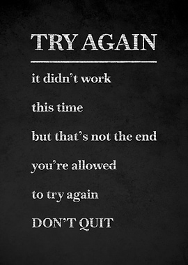 Try Again Don't Quit Motivational Poster