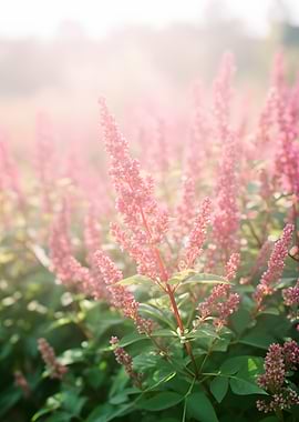 Pink Astilbe Flowers in Sunlight